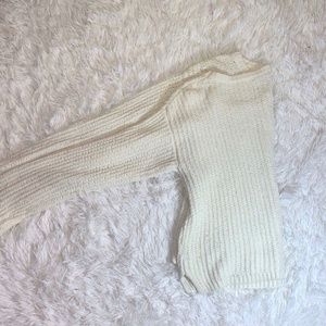 Suede waffle knit sweater